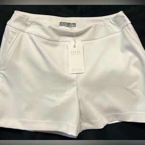 I love Tyler Madison white shorts